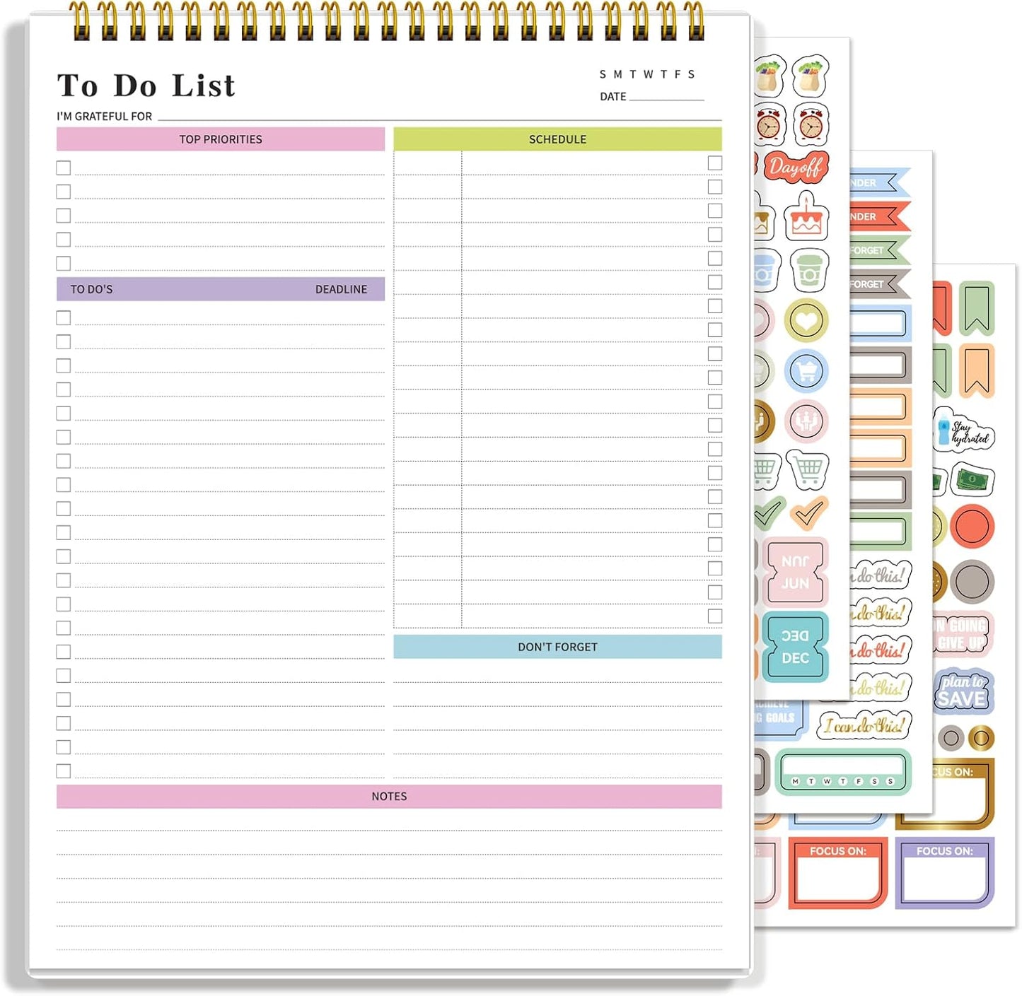 To Do List Notepad Undated, Daily To Do List Notebook (8.5"x 11") Spiral Daily Task Hourly Schedule Planning Pad with Checklist Suitable for Office, Home and School 104 Pages