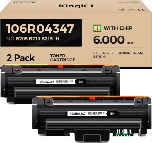 B205 B210 B215 Toner Cartridge Black 2-Pack High-Yield Replacement for Xerox 106R04346 106R04347 Toner Compatible with Xerox B210 B205 B215 B210DNI B205NI B215DNI Laser Printer Ink All-in-One Copier
