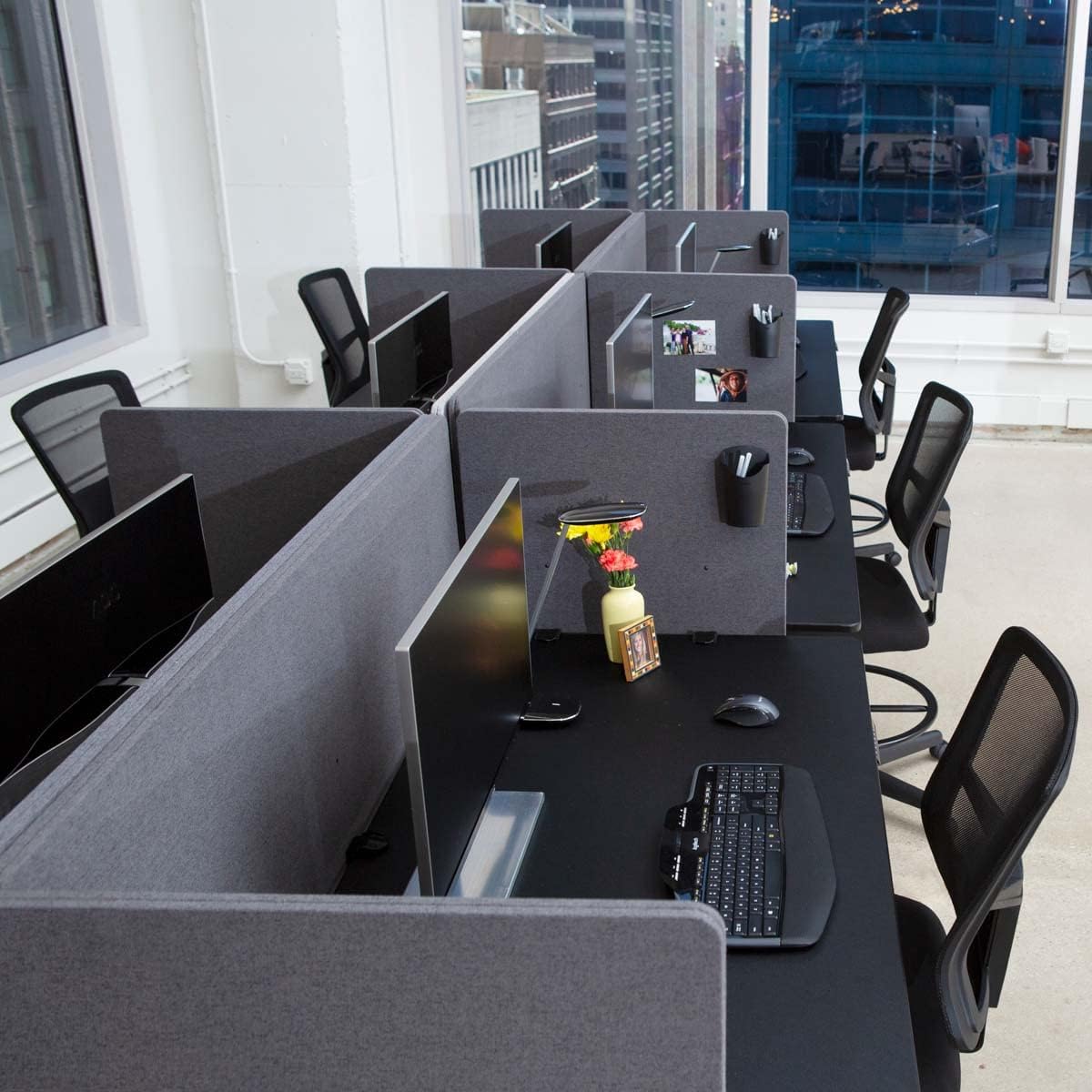 Stand Up Desk Store ReFocus Clamp-on Acoustic Desk Divider Privacy Panel That Reduces Noise and Visual Distractions (Cool Gray, 47.25" x 23.6", 23.6" x 23.6", & 23.6" x 23.6")