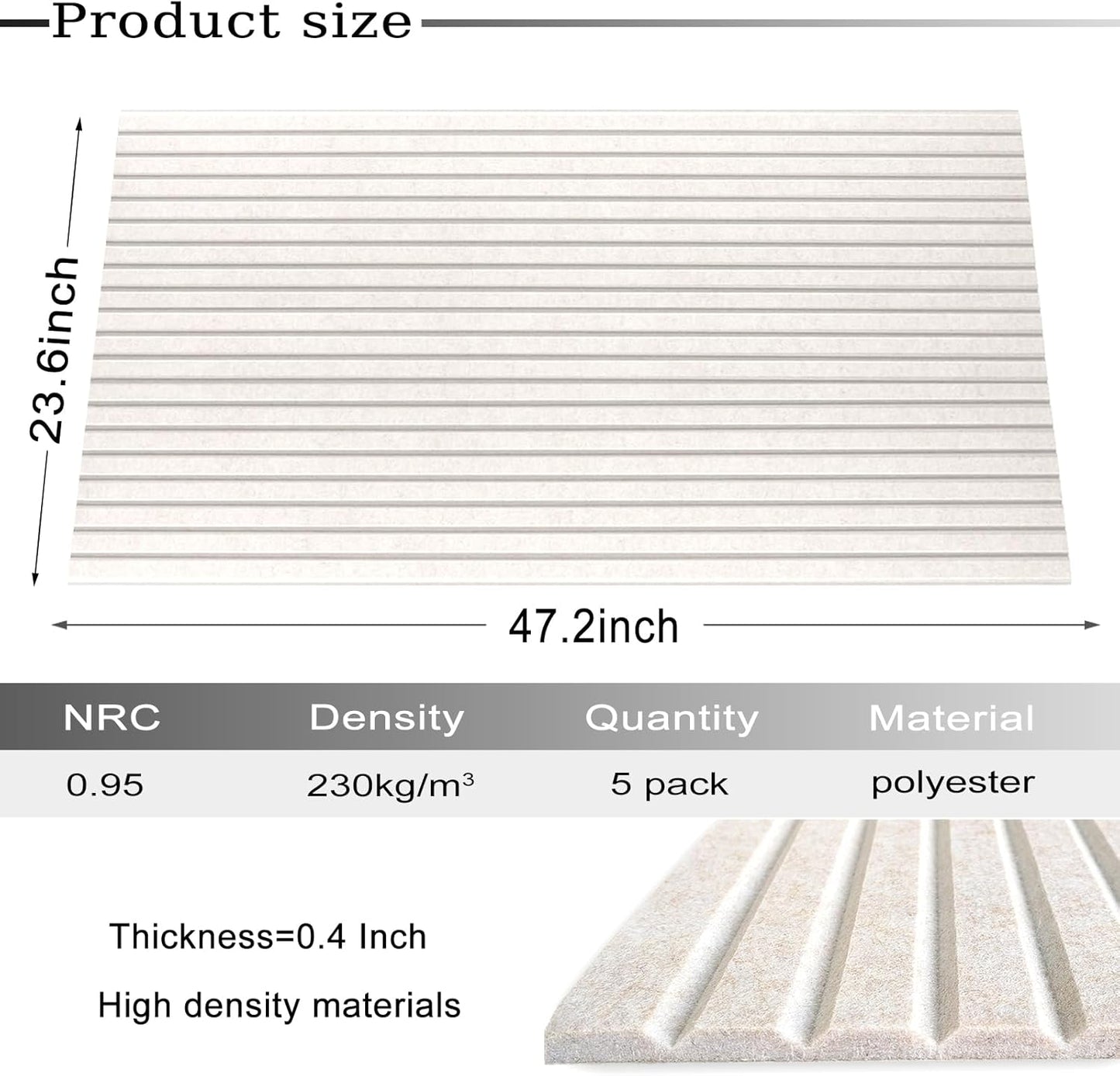 5 Pack Large Acoustic Panels, 48"X24"X0.4" Sound Proof Foam Panels for Walls, Sound Dampening Panels, Sound proof panels for walls, Soundproof Wall Panels for Home Studio&Office Decor.(Light camel)