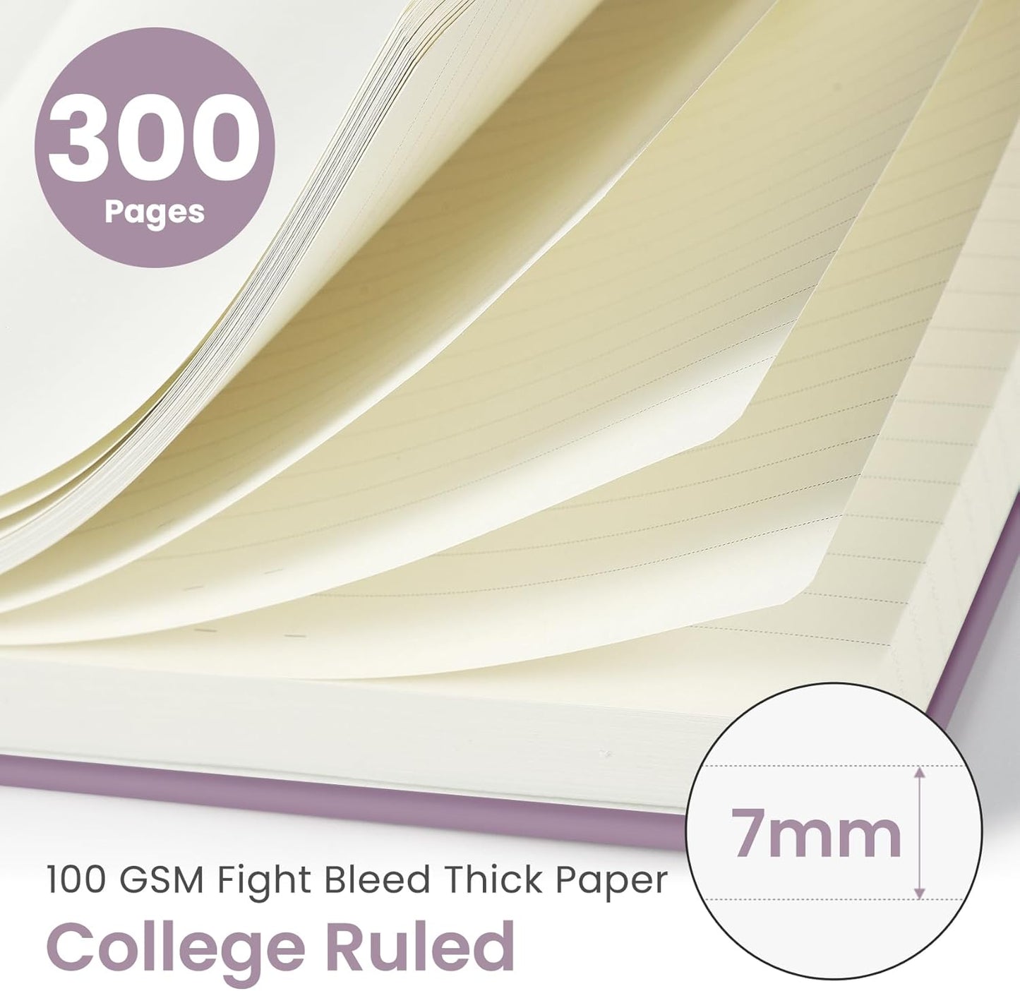 Lined Spiral Notebook Journal for Work, 300 Pages Thick B5 (7.1"x10") College Ruled Journal for Women & Writing, Hardcover Notebook for Note Taking, Perfect for Office Home School Supplies, Purple