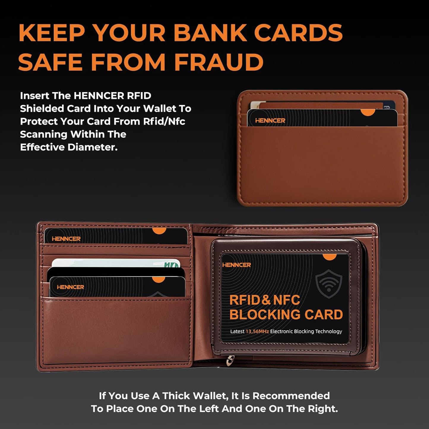 RFID Blocking Card, NFC Debit Credit Card Passport Protector, Entire Wallet Protection Blocker Set for Men & Women, Smart Slim Design Perfectly fits in Wallet and Purse (Blackorange, 6) (6)