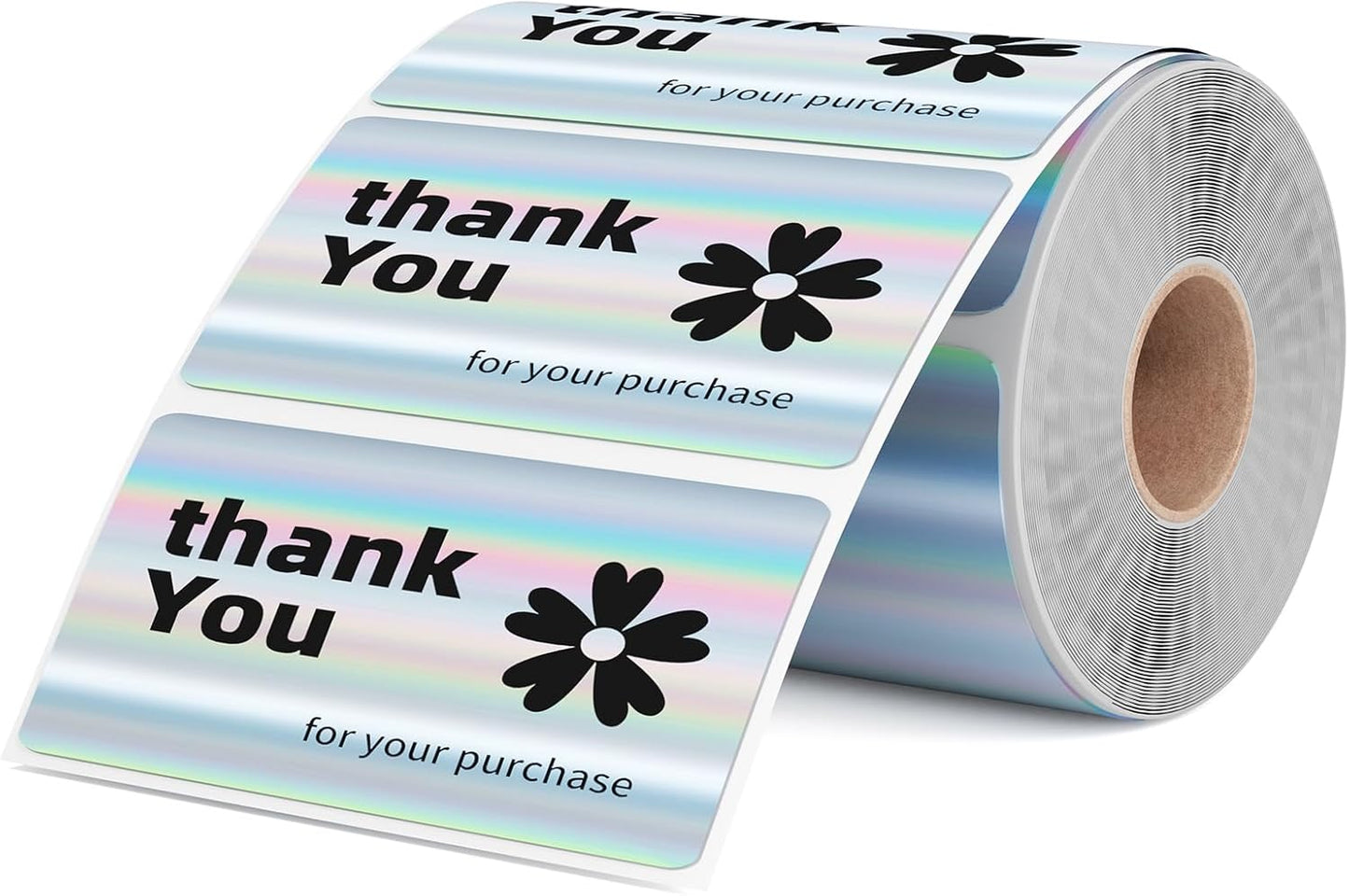 2.25x1.25 Inch Thermal Labels Sliver, Holographic Sliver Barcode Thermal Labels for Thermal Printer and Small Business, Multi-Purpose Rectangle Stickers, 500 Sheets/Roll