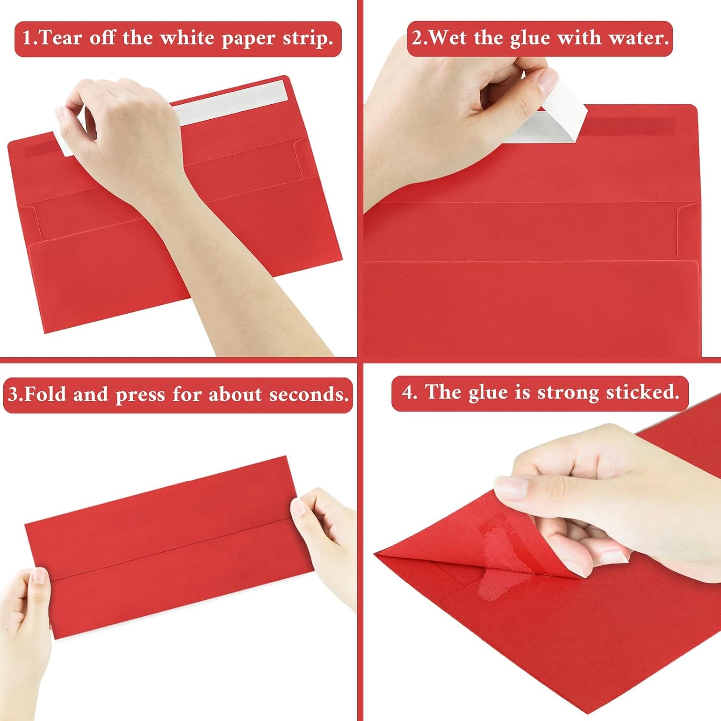 50 Pcs #10 Business Envelopes, 25 Pcs Red and 25 Pcs Dark Green Standard Envelopes Self Seal, Letter Size Mailing Envelopes for Christmas Birthday Graduation Wedding, 4 1/8 x 9 1/2 Inch