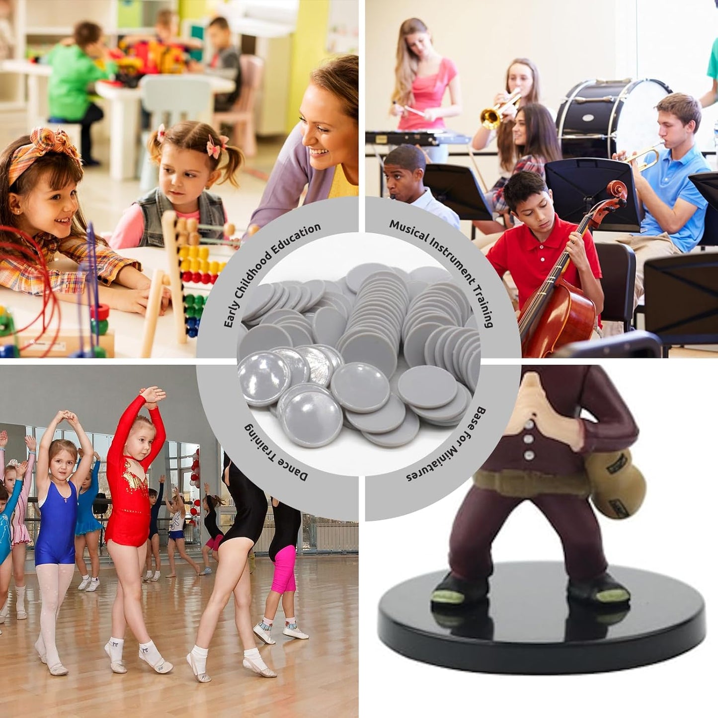 Set of 100 Opaque Plastic Learning Counters Mini Poker Chips Game Tokens with Storage Box (LightGray, 1.58 Inch)