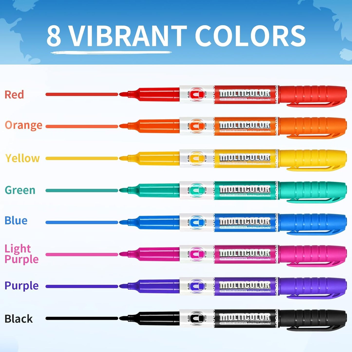 Dry Erase Markers, Fine Tip Whiteboard Marker, Low Odor Dry Marker, Fine Point Markers are pecfect for Whiteboard Mirrors Glass, Assorted Color Markers for School Office Home (48 Pack 8 Colors)