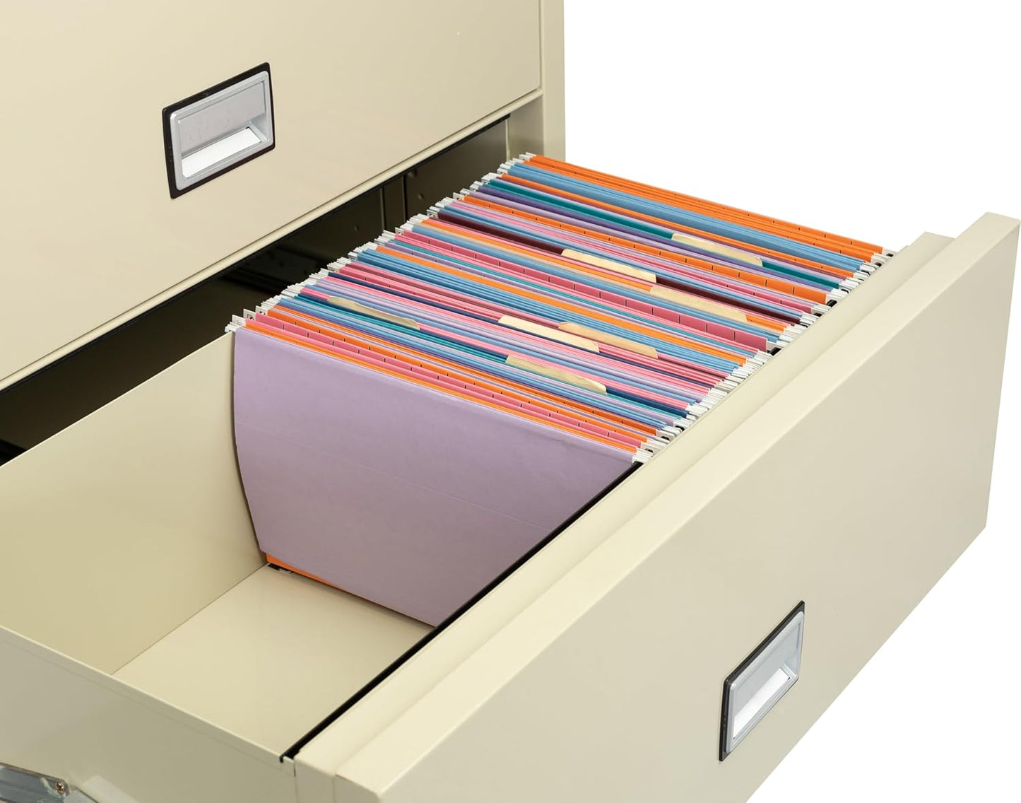 38 inch Wide 4-Drawer Lateral Fireproof File Cabinet – Legal and Letter Size Filing – Key Lock – Water Resistant – Fire Safe and Impact Rated – Putty Finish – Model LAT4W38P