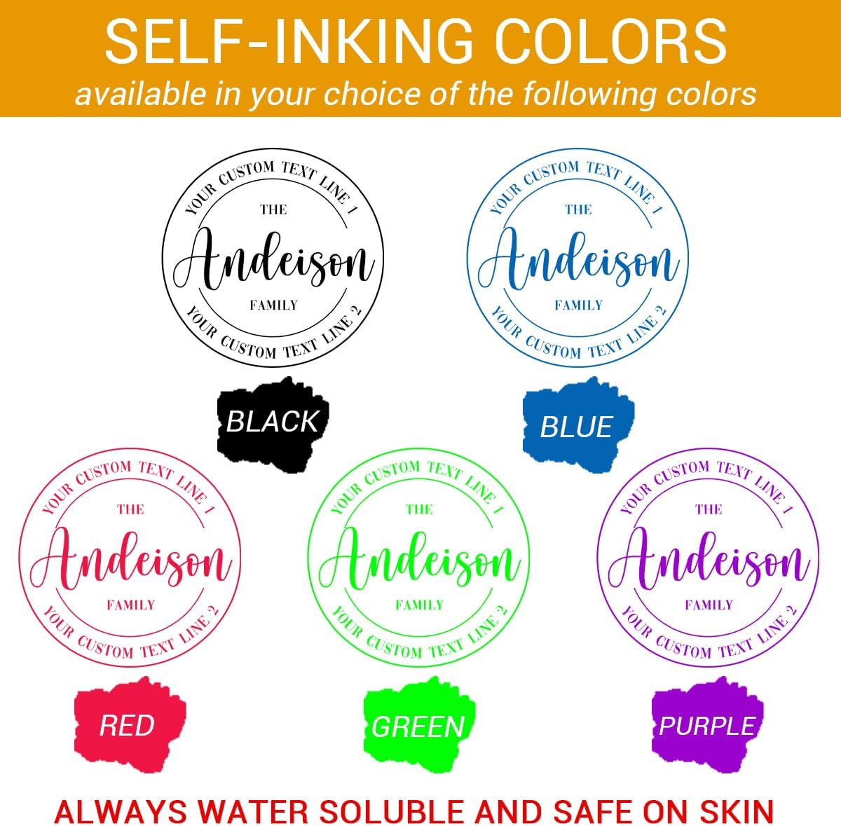 Custom Round Return Address Stamp Personalized Self-Inking Monogram Name Address Stamp Wedding Business Rubber Stamp Family Monogram Initials Design Signature Invitation Card Address Stamp, 7+ Designs