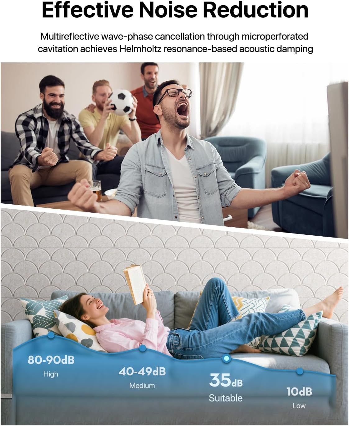 12-Pack Shell Acoustic Wall Panels Self-Adhesive, 10.6lb/ft³ High Density Sound Proof Foam Panels for Walls, 12" X 12" Soundproof Wall Panels for Door, Ceiling, Home Office, Beige