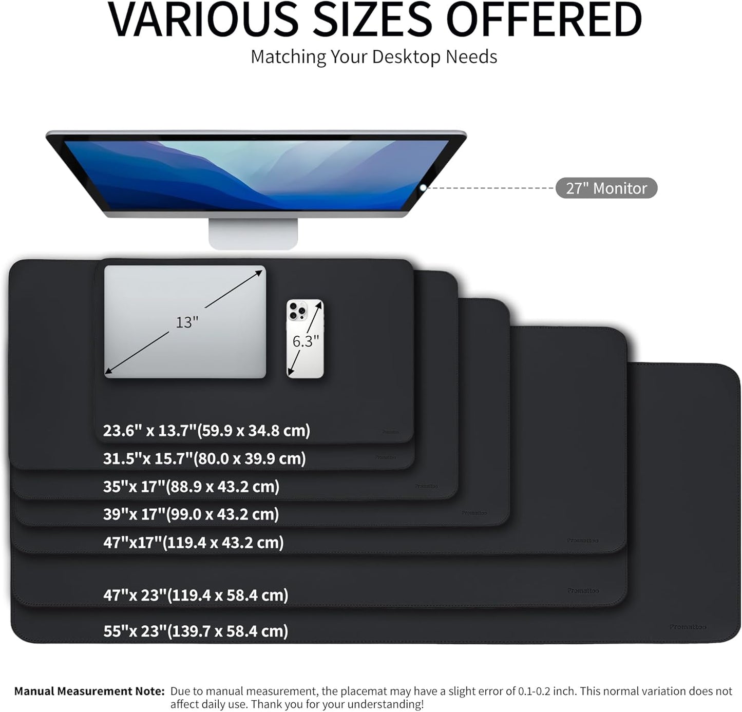 Oversized Non-Slip Desk Pad Protector – Grips Desk Firmly, Anti-Slip Like You've Never Seen! Vegan Leather Waterproof Laptop Mat for Keyboard & Mouse – Large Office Pad– Obsidian Black