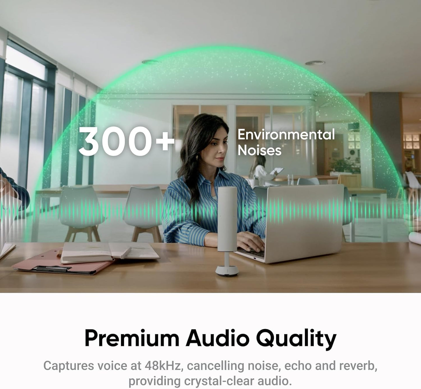 Insta360 Wave - AI Speakerphone, Bluetooth, Voice Recorder, 8 Noise-Canceling Mics w/Beamforming, AI Transcript & Summary, Support 99 Languages, 32GB Storage, Meetings, Podcasts, Livestreams