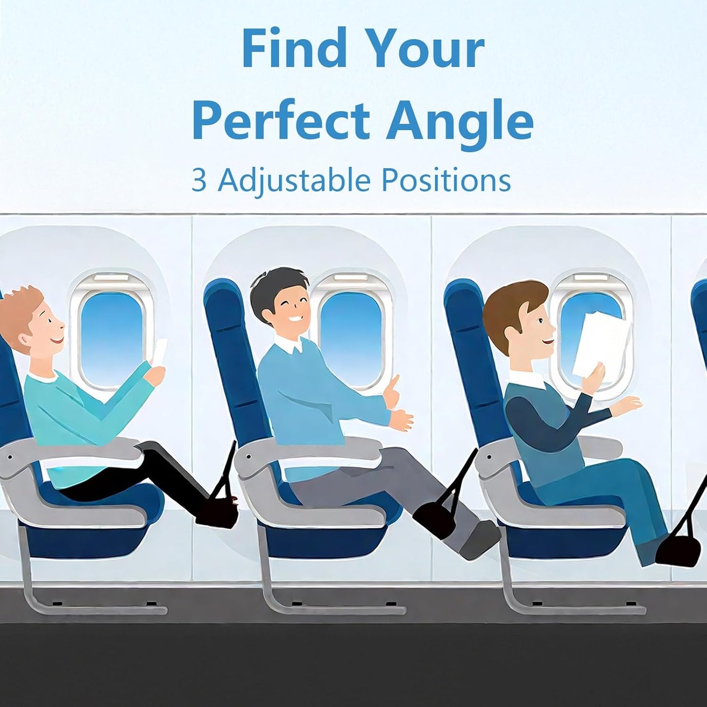 2-Pack Airplane Foot Hammock with Adjustable Strap - Travel Accessories for Ergonomic Foot Rest & Relaxing Feet on Long Flights, Plane, Car and Home Use