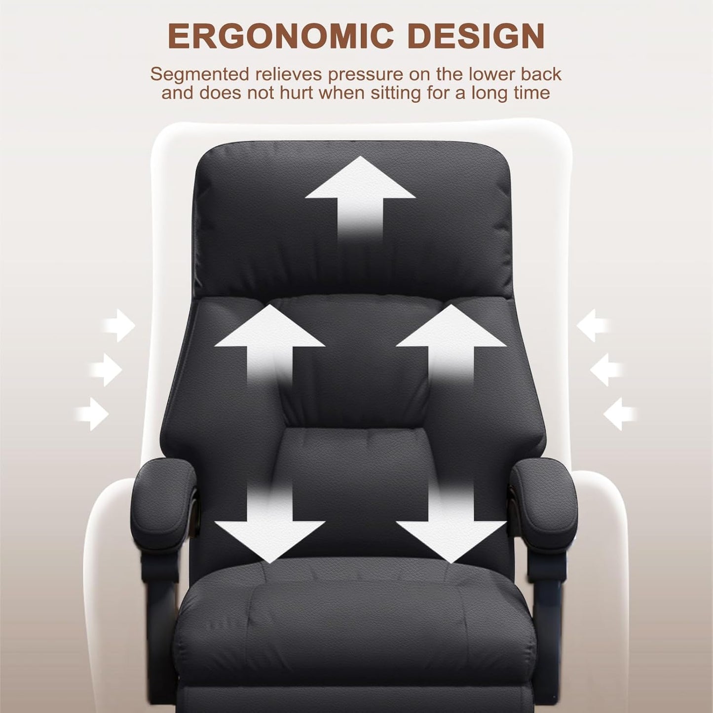 Executive Office Chair Comfortable Desk Chairs with Foot Rest High Back Computer Gaming Chairs Reclining PU Leather Swivel Work Chair for Home Office