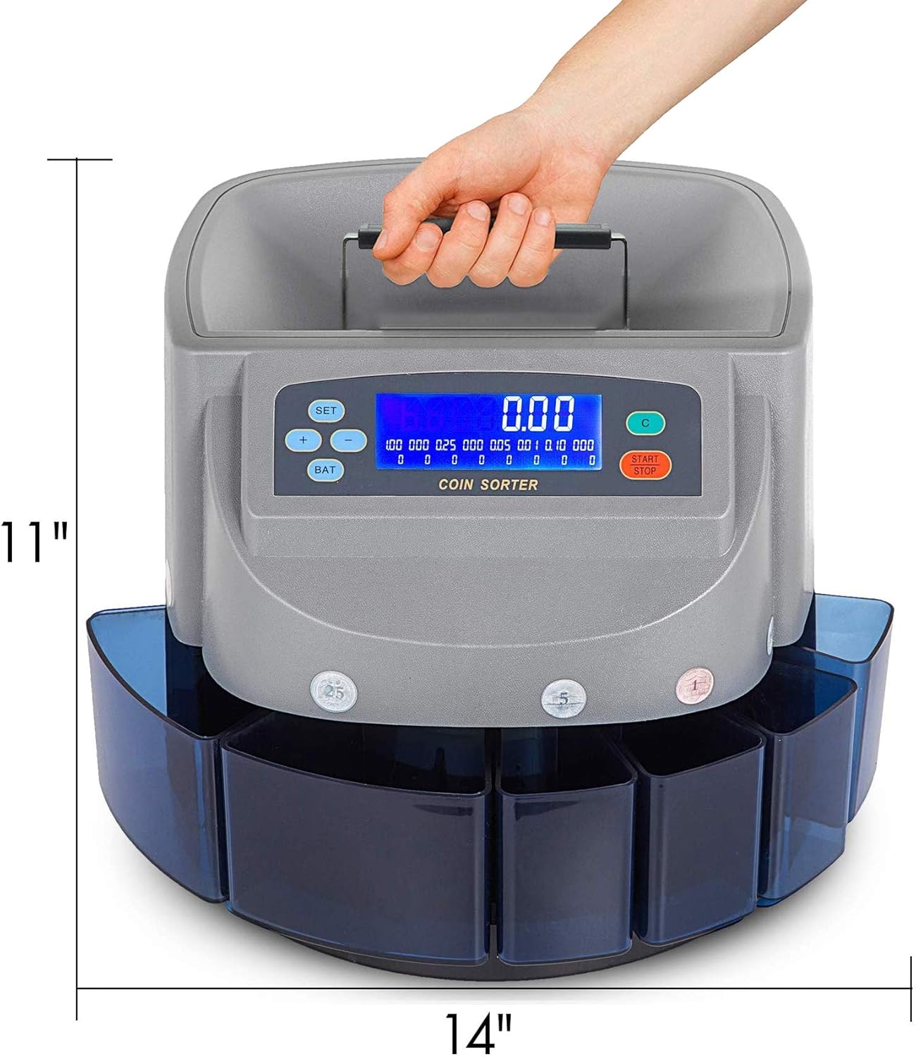 Electronic USD Coin Sorter and Counter with LCD Display, Sorts 270 Coins Per Minute into Coin Wrappers or Bins, Coin Wrapper Tubes Included by EX ELECTRONIX EXPRESS