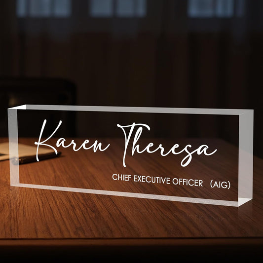 Custom Office Name Plate for Desk, Desk Name Plate Personalized, Personalized Gifts for Women, Appreciation Gifts for Employee Coworkers Boss Teacher, Office Accessories (Engrave Text)