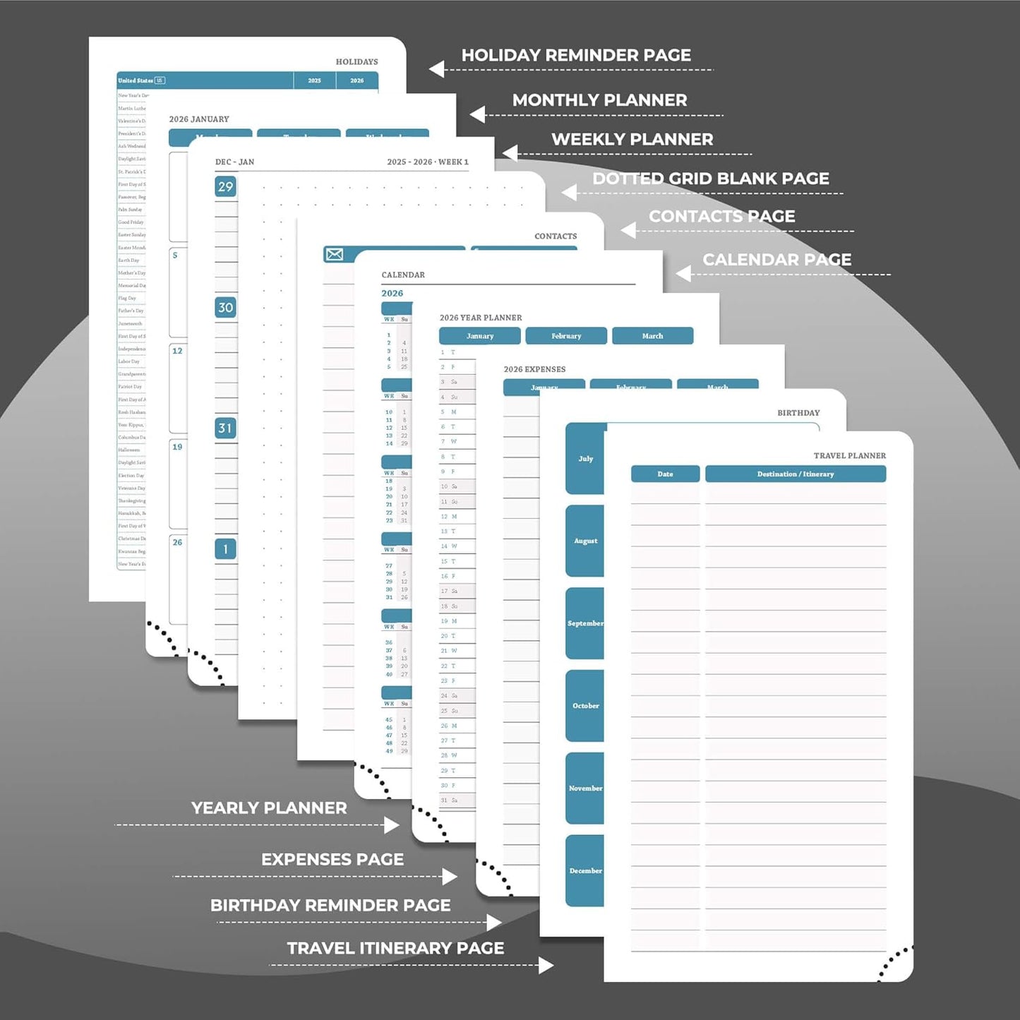 Planner 2026 Daily Weekly and Monthly,6.5"x3.75",12 Months Spiral Bound Calendar Agenda with Self-adhesive Pen Holder,2026 Appointment Book with Vegan Leather Soft Cover,Black