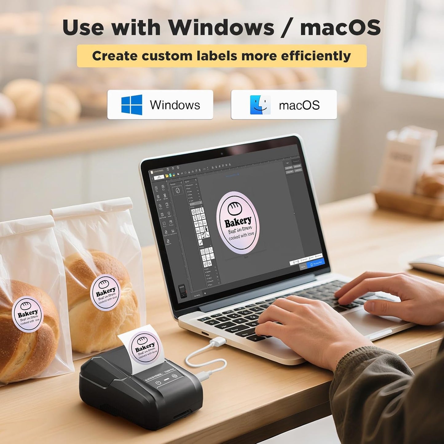 SUPVAN T50M Pro Bluetooth Label Maker Machine with 3 Tapes, Wide Waterproof Label, Versatile App with 40 Fonts and 450+ Icons, Inkless Labeler for Home, Kitchen, School, Office Organization, Black
