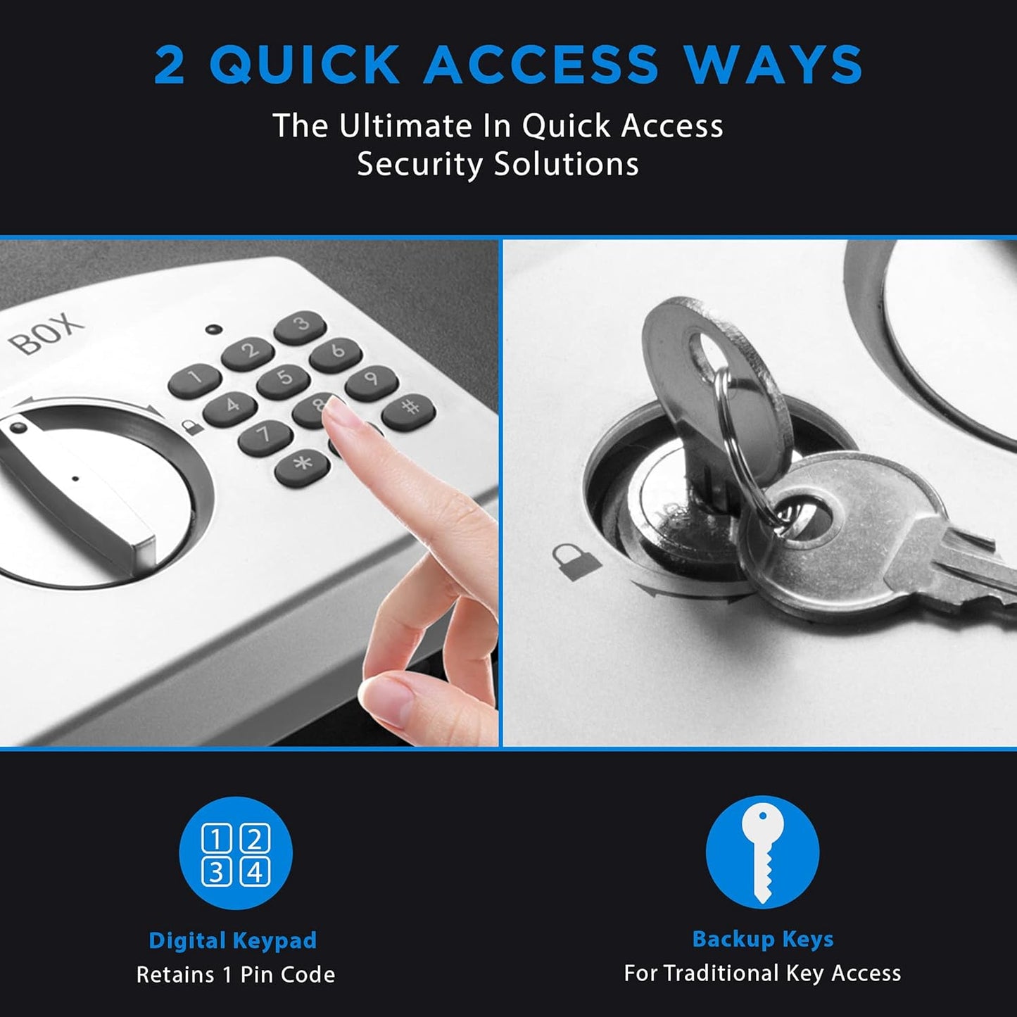 Barska Portable Digital Keypad Lock Box – Secure Travel Safe for Valuables, Steel Construction, Removable Tethering Cable, Backup Keys & Batteries Included