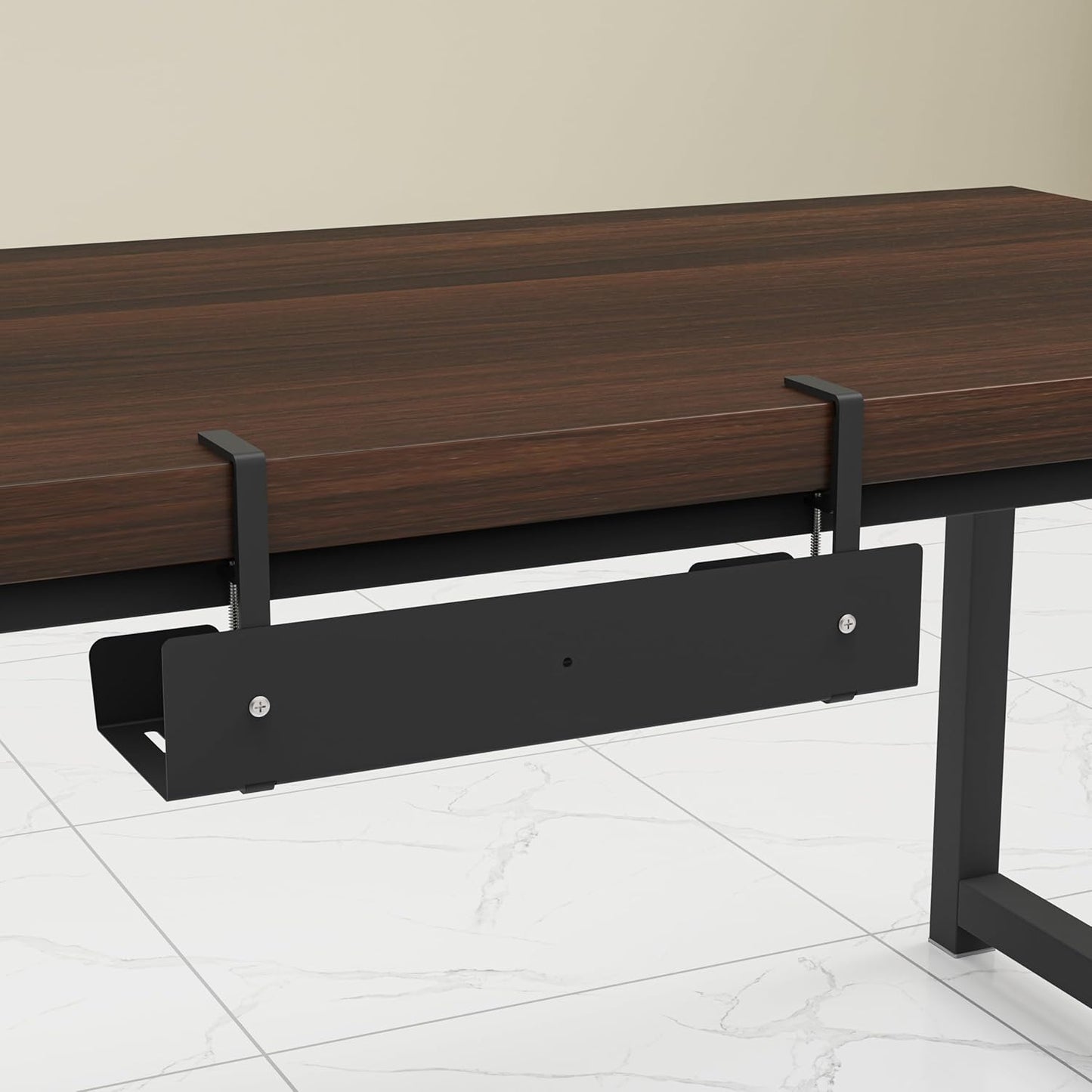 VIDOR Desk Cable Management Tray, Under Desk Cable Organizer, 17 inch Steel, Easy Install, Black, 2Pcs