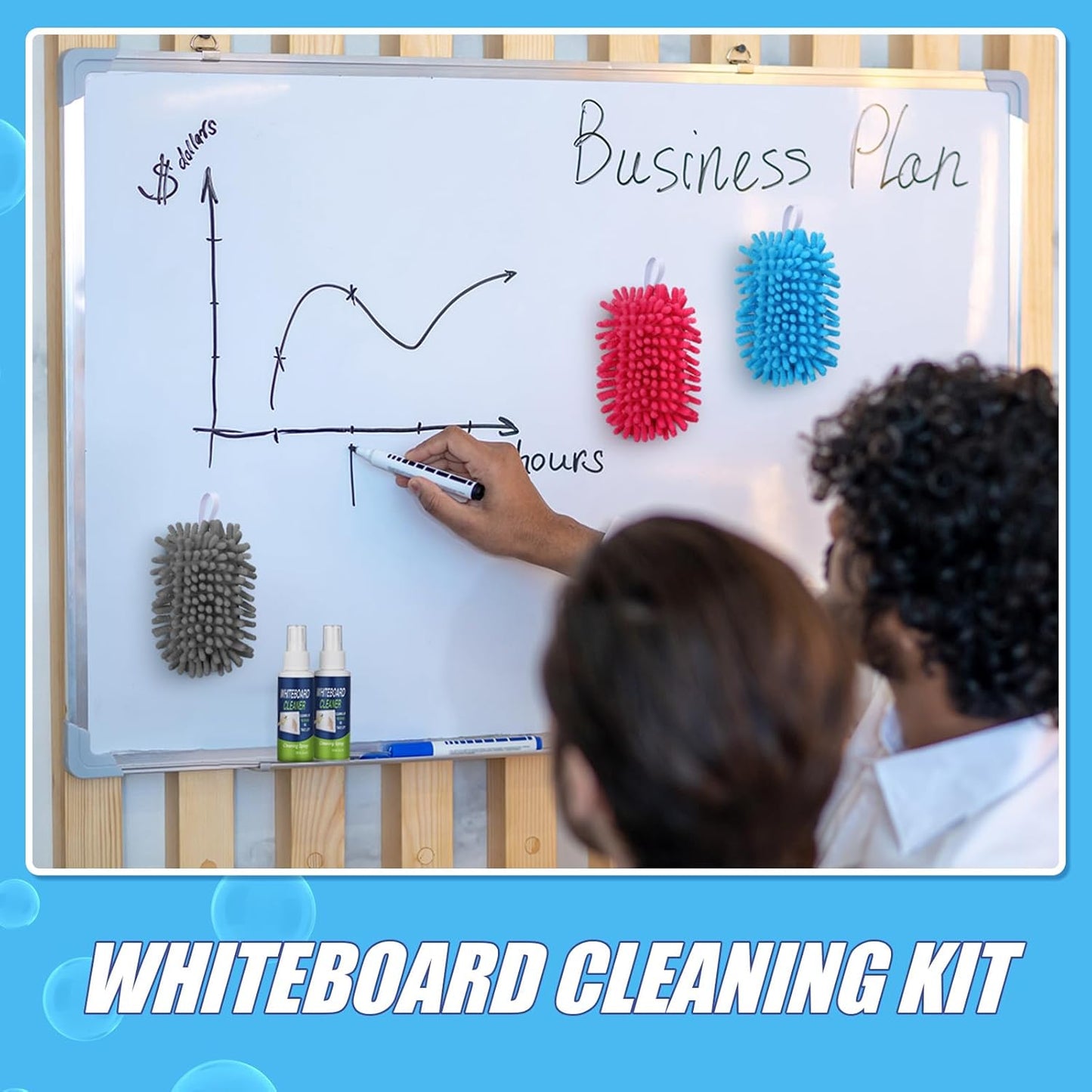 6 Pack Whiteboard Cleaner 3.4 Fl oz White Board Cleaning Spray Dry Erase Board Cleaner with Microfiber Shag Whiteboard Eraser Removes Stubborn Marks from Chalkboard(Magnetic)
