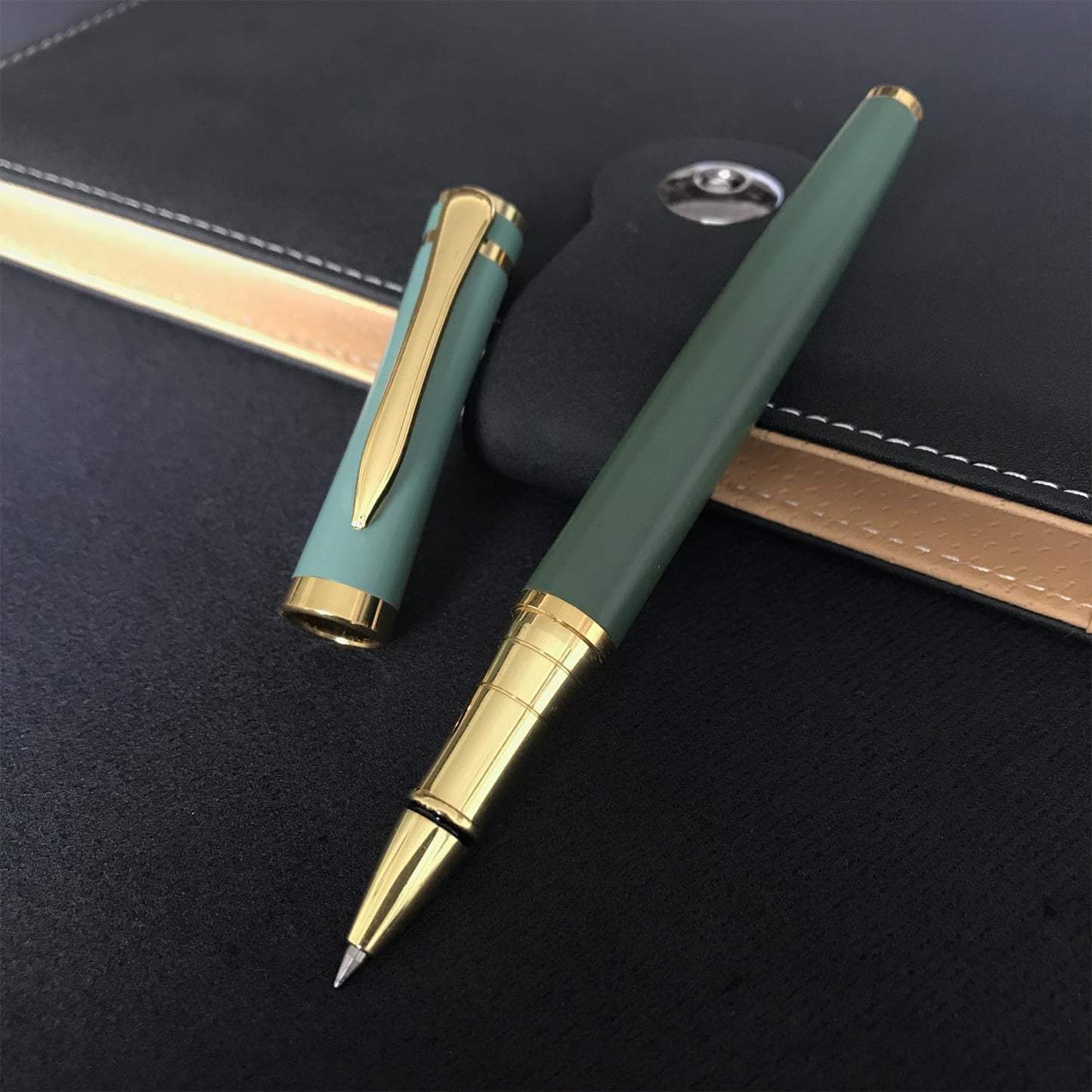 HSK Luxury Ballpoint Pens gift Pen Black Refill Line width 0.5mm,Best Ball Pen Gift Set for Men & Women Professional Executive,Office,Nice Pens Classy Gift Box (Green)