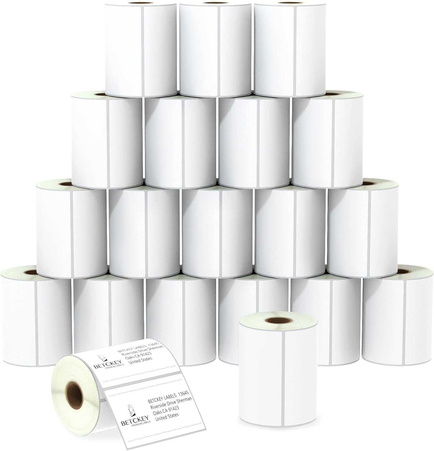 BETCKEY - 4" x 2.5" (102 mm x 64 mm) Shipping & Multipurpose Labels Compatible with Zebra & Rollo Label Printer,Premium Adhesive & Perforated [20 Rolls, 12400 Labels]