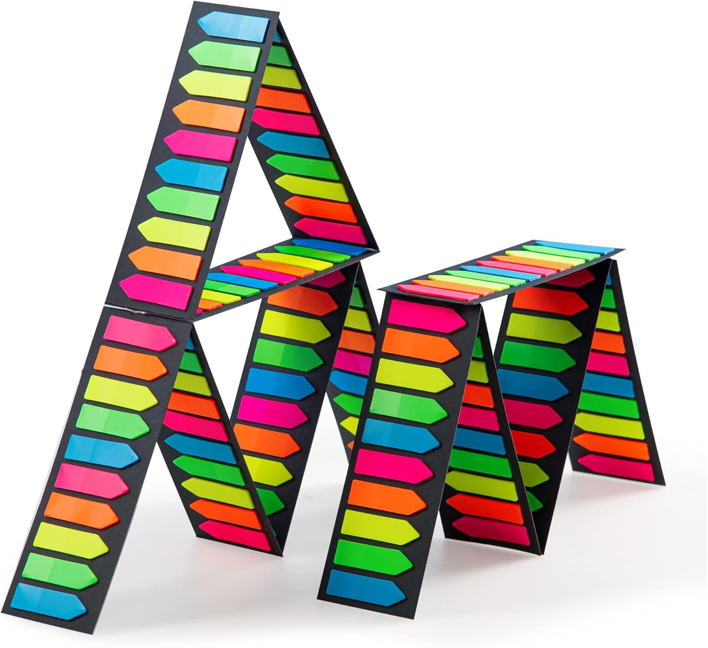 Golcellia Fluorescent Translucent Sticky Note Flags, 2400 Pcs Total, Pack of 10 Color Tabs, Arrow Sticky Notes, Page Flag Markers, Arrow Index Tabs