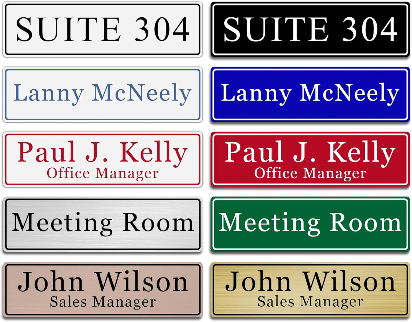 Custom Office Engraved Name Plate, Personalized Elegant Name Plates for Door or Wall Sign, Door Name Plate with Adhesive, Laser Engraving, 10 Colors Available (2.5" x 8")