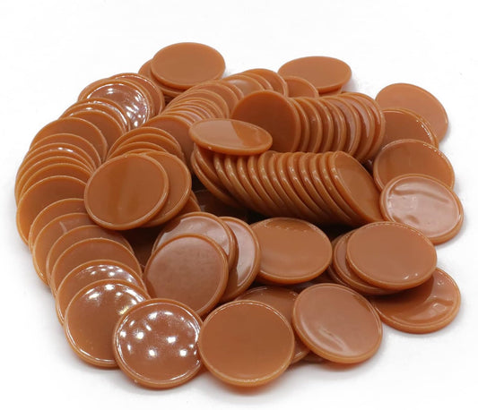 Set of 100 Opaque Plastic Learning Counters Mini Poker Chips Game Tokens with Storage Box (Chocolate, 1 Inch)