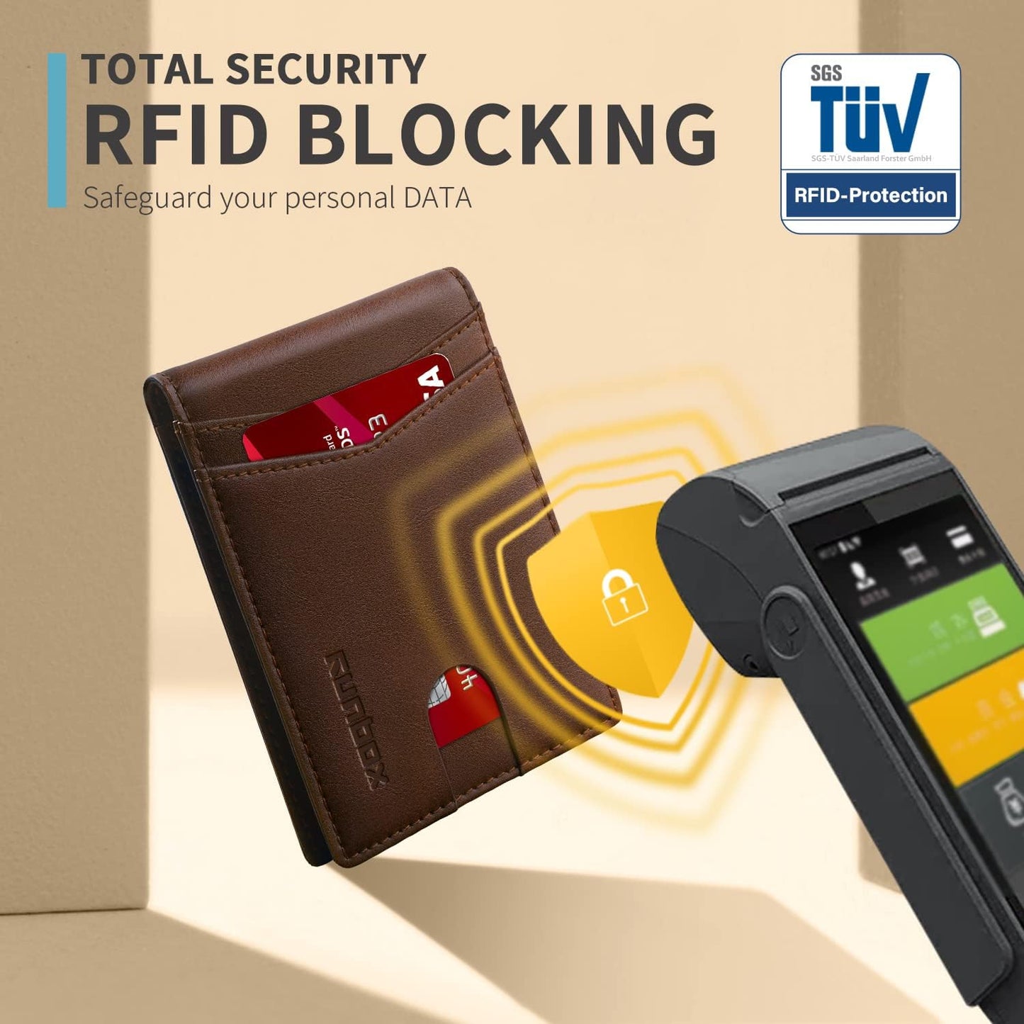 RUNBOX Wallet for Men Slim Rfid Leather 2 ID Window With Gift Box