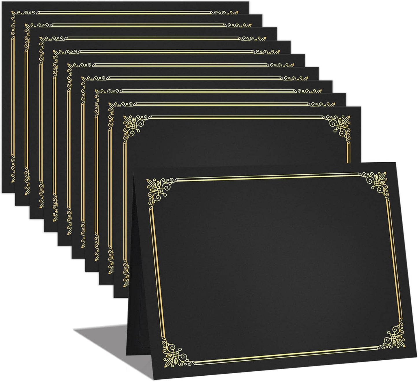 GNL Certificate Holders - 10 Packs Black Diploma Holders, Certificate Covers with Gold Foil Border, for Letter Size 8.5 x 11 Certificate Paper, Award, Graduation, Documents