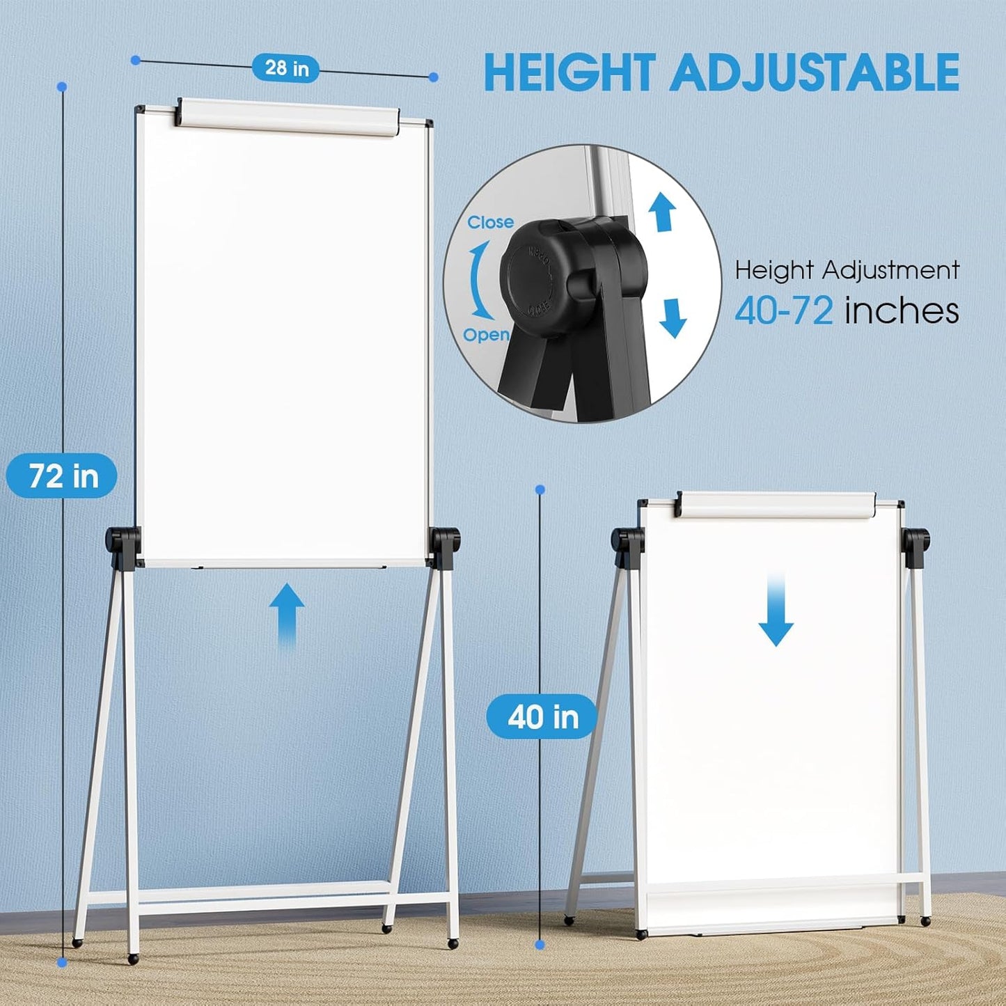 MaxGear Large White Board Easel Stand, 40" x 28" A-Stand Double Sided Magnetic Dry Erase Board with Height Adjustable and 360° Rotation, Portable Classroom Easel for School or Teaching at Home, Office