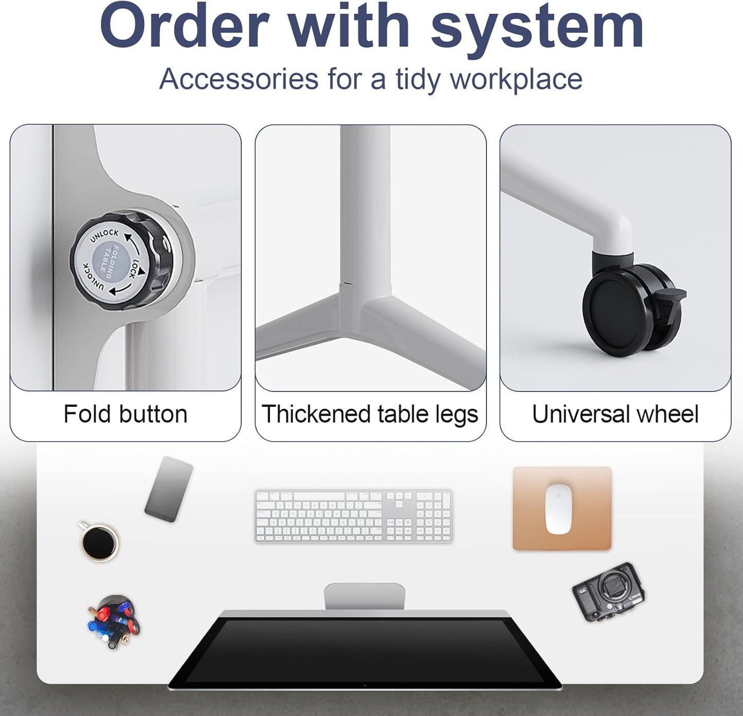 Conference Table,Folding Conference Room Tables Portable Rolling Conference Training Table with Silent Wheels,Mobile Meetings Flip Top Tables for Offices Classrooms Meeting Room (6Pack 47.2in)