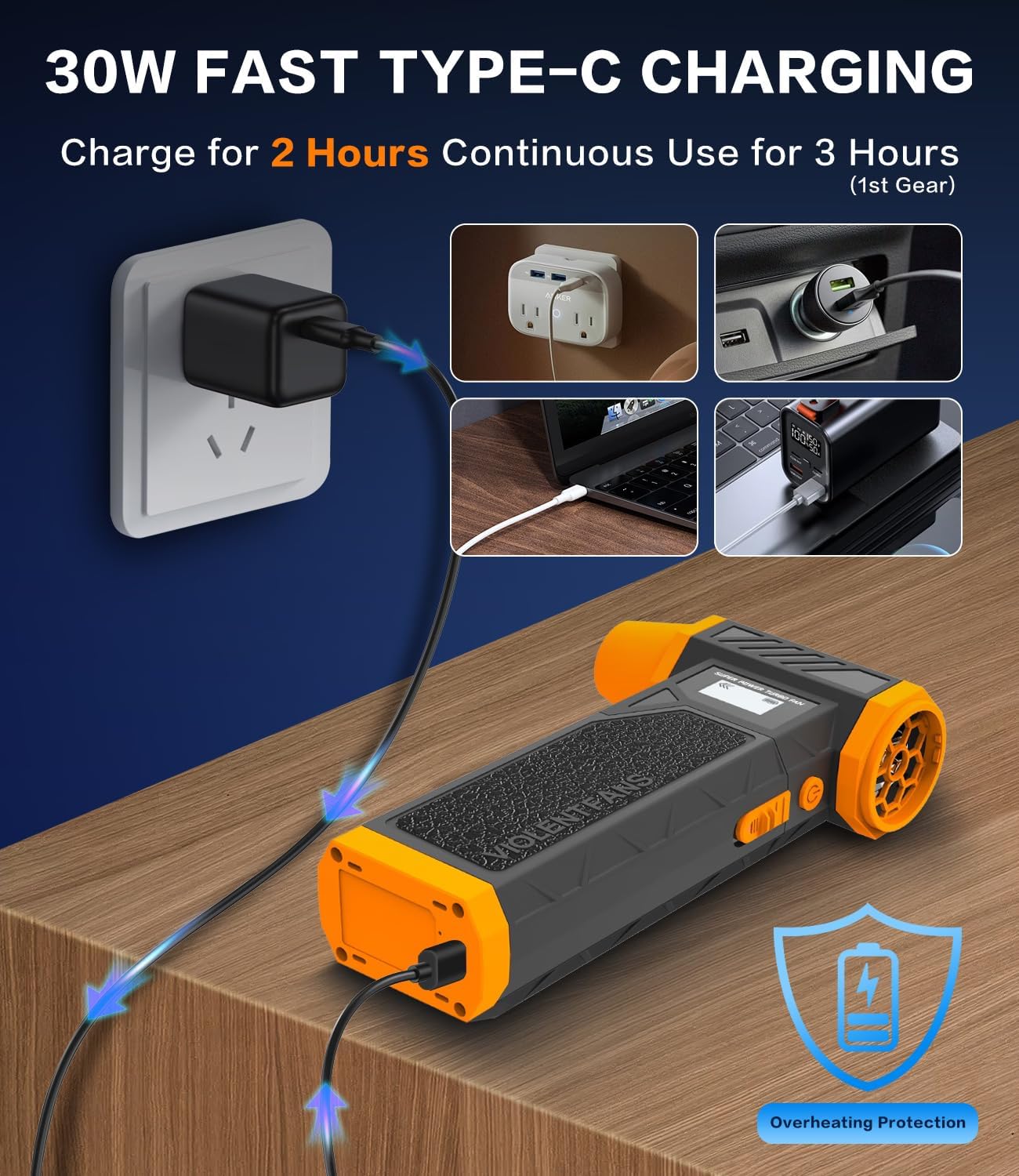 Compressed Air Duster, 300000RPM Jet Fan Electric Air Blower, Cordless Rechargeable 8000mAh Mini Duster with Removable Battery, 4-Speed Adjustable for Detailing, Car, Computer, Electronics Cleaning