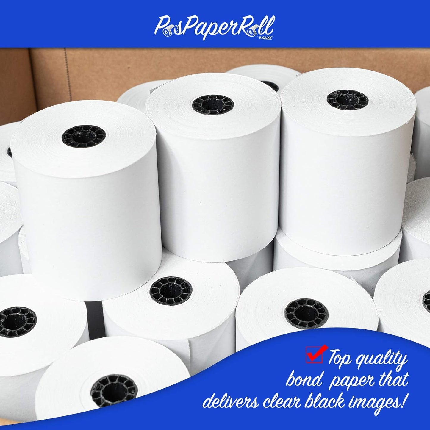 3" x 150' 1-Ply Bond Paper (50 rolls/case) Kitchen Printer Receipt Paper