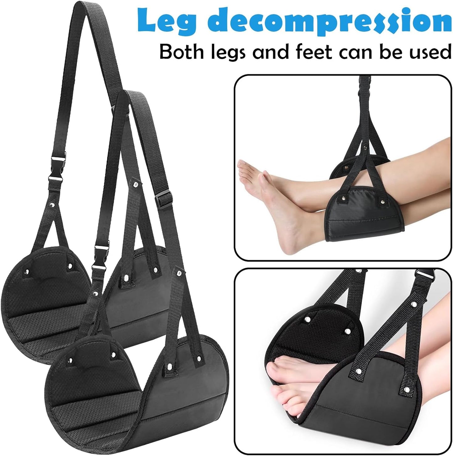 2PCS Foot Hammock Airplane Travel, Leg Rest Sling for Plane Travel