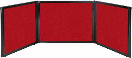 Versare Folding Tabletop Display | 3-Panel Partition | Lightweight Portable Workspace Divider | Red 99" x 24"