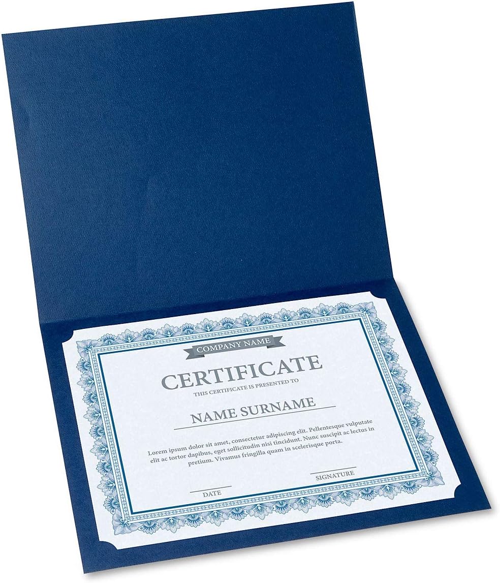 Intricate Blue & Blue Parchment Certificate Papers - Pack of 25, Laser & Inkjet Printer Compatible, For Office, Business Awards, Graduation, School Diplomas, 8-1/2" x 11" on 60 lb. Text Stock