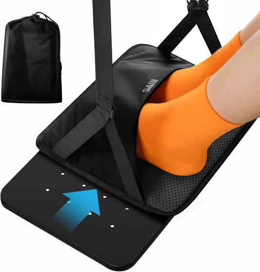 SAIJI Foot Hammock for Plane Travel, Upgraded Airplane Foot Hammock for No Feet or Leg Clashing, Portable Airplane Foot Rest with Warm & Privacy Cover, Long Flight Air Travel Essentials to Relax Feet