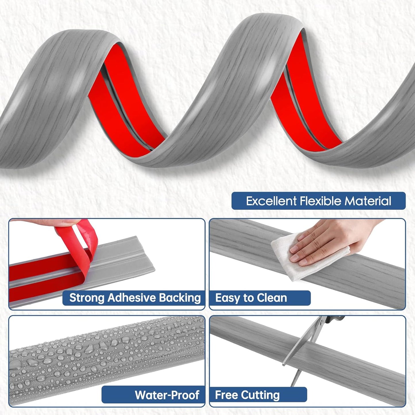 Floor Cord Cover for Wires on Floor Self Adhesive Cord Hider Floor Cable Management Wire Covers for Cords Protector Prevent Cable Trips Cord Cavity W 0.51" x H 0.31", Gray Wood, 10Ft