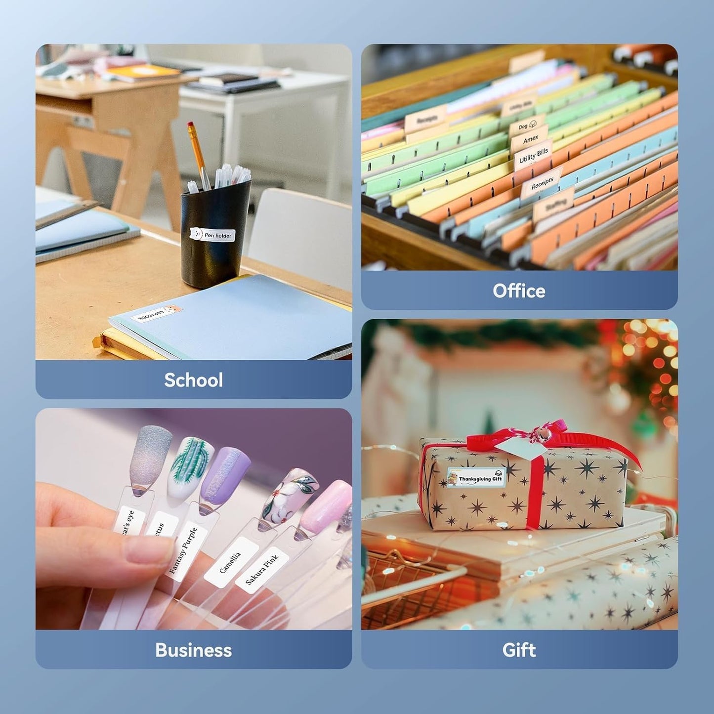 DEEPIN Label Maker Machine Portable Bluetooth Label Maker with Tape, Thermal Label Printer Multiple Templates for Phone, Mini Label Sticker Printer for Business Office Organization Black