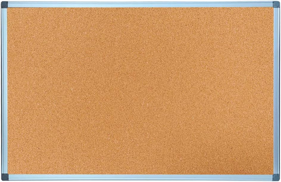 BIBOC Cork Bulletin Board,Cork Board,Felt Board, Pin Board, Notice Board, Memo Board for Homes or Offices,18 X 24 Inches, Silver Aluminium Frame