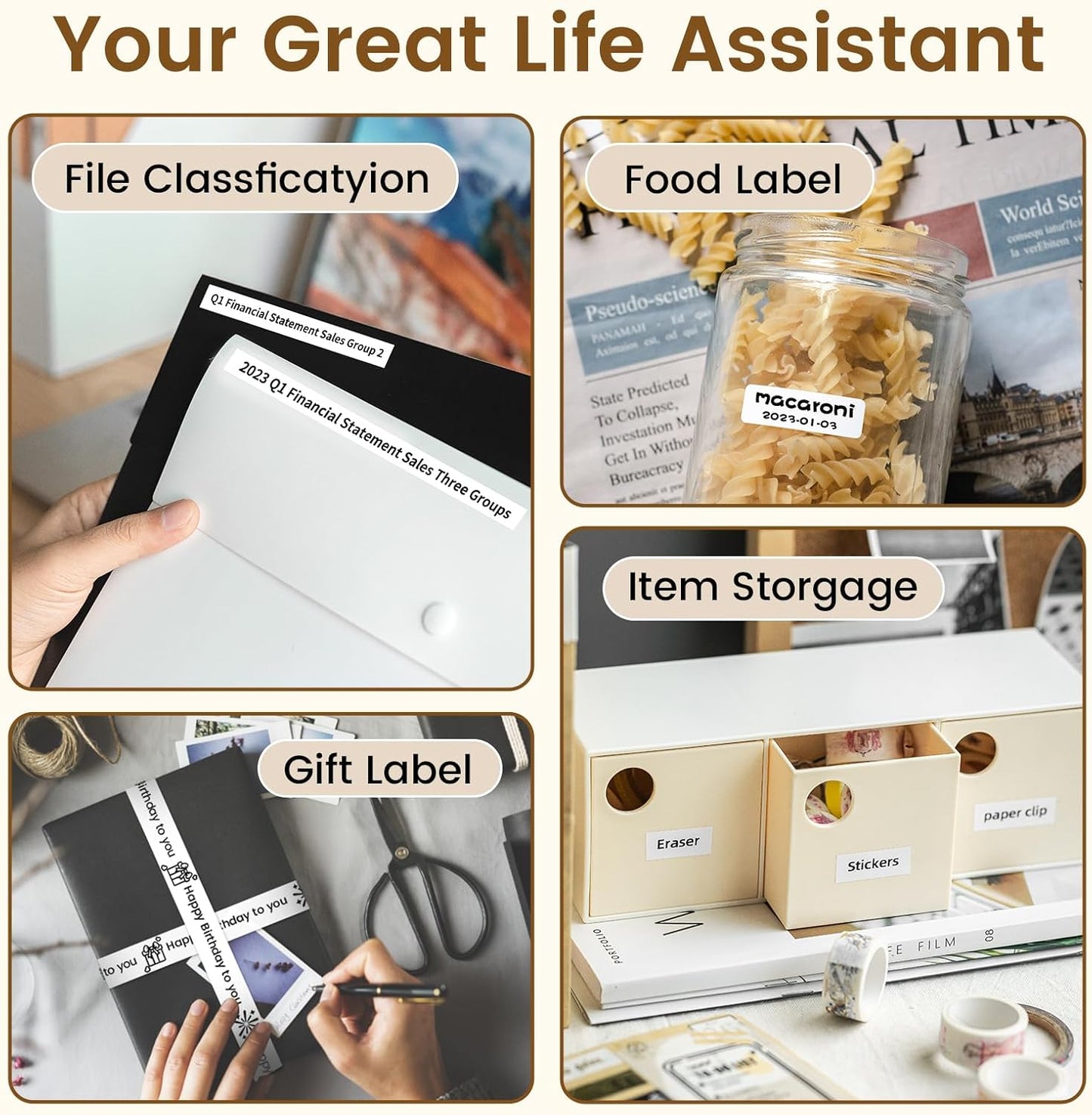 Phomemo D30 Label Maker with 3 Tapes, Bluetooth Wireless Mini Pocket Smartphone Label Maker Machine, Small Thermal Printer Rechargeable Labeler for Home Office Labeler, Works with Tablet, Phones