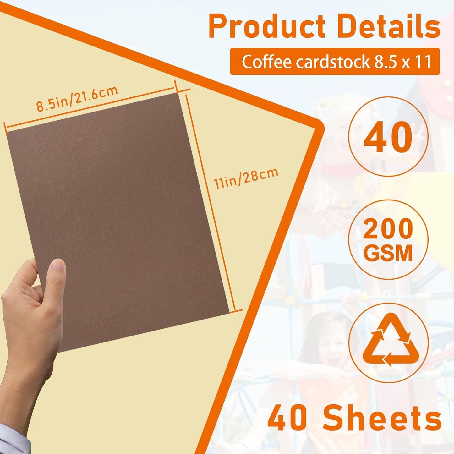 40 Sheets Coffee Color Cardstock 8.5 x 11 Craft Paper, 75lb Heavyweight Dark Brown Card Stock for DIY Cards Making, Wedding Invitations, School Crafting, Greeting Cards