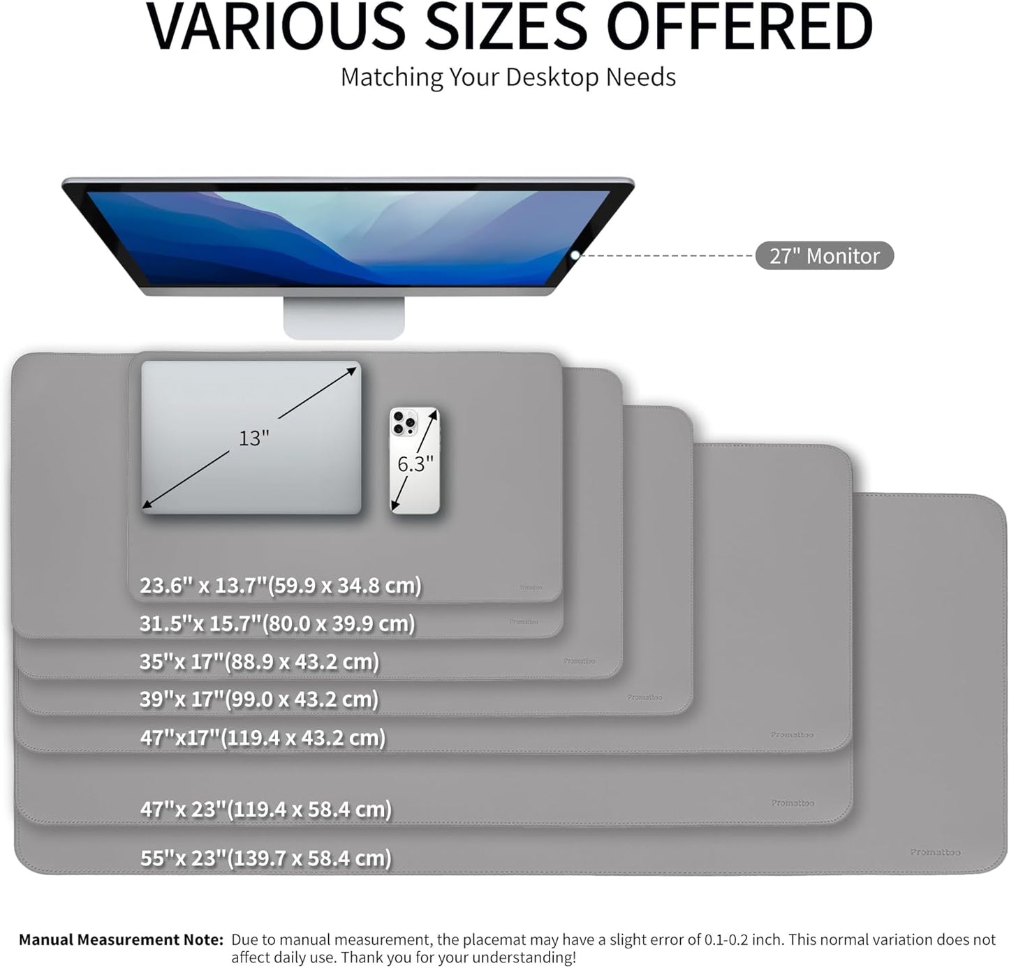 Oversized Non-Slip Desk Pad Protector – Grips Desk Firmly, Anti-Slip Like You've Never Seen! Vegan Leather Waterproof Laptop Mat for Keyboard & Mouse – Large Office Pad– Mist Gray