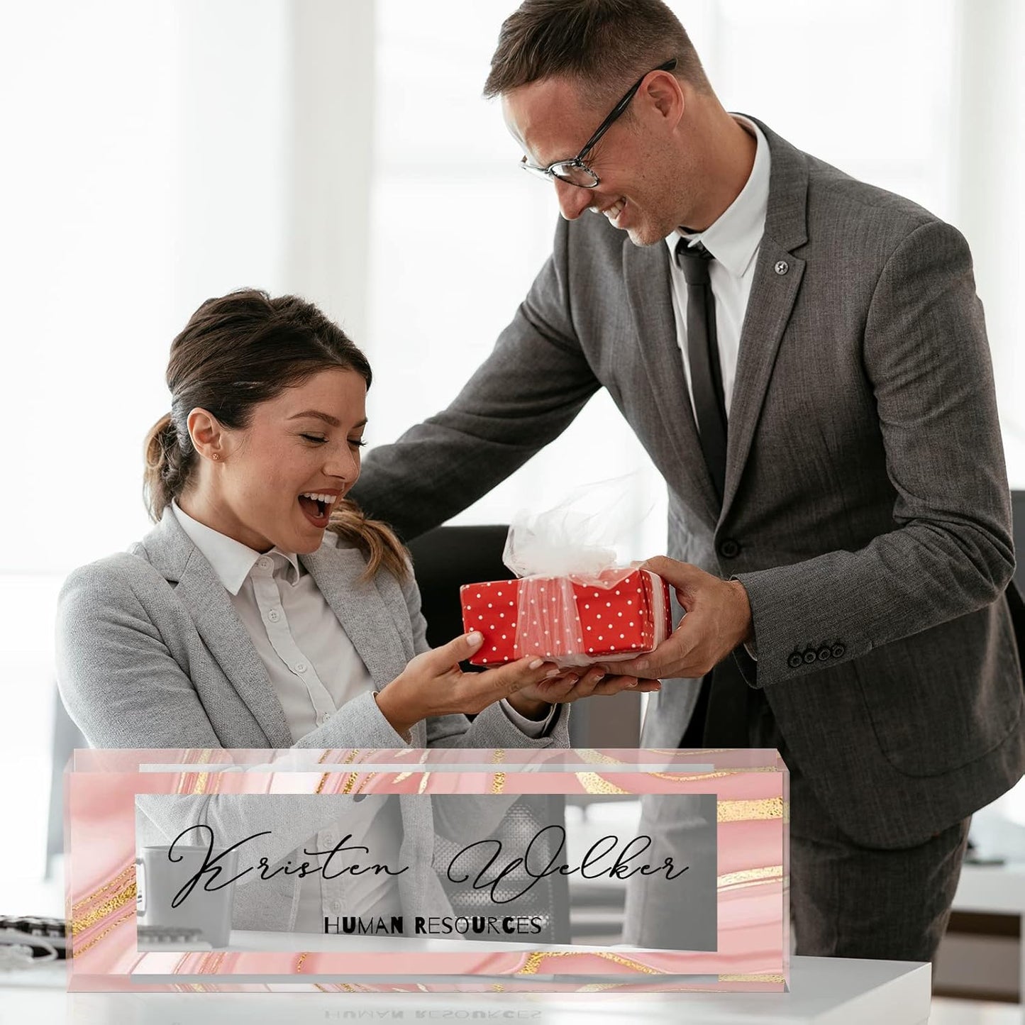 Gowelly Office Desk Name Plate Personalized |Custom Name Plates for Desk| Custom Employee Appreciation Gifts | Office Gifts for Women, Boss, Employee, Teacher, Social Worker-5