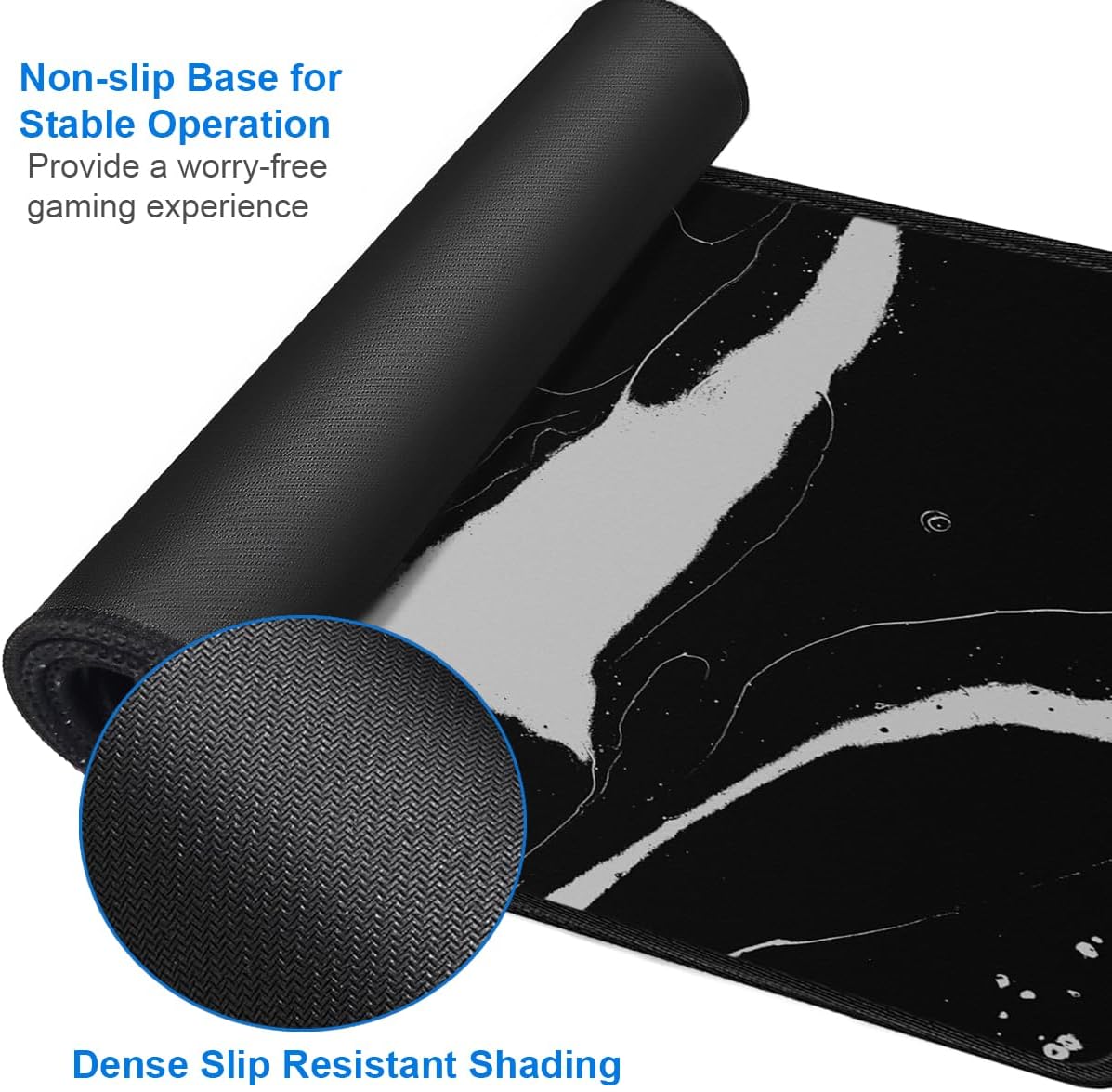 Large Mouse Pad, 31.5x15.7 inch Large Extended Computer Keyboard Mouse Mat, Water Resist Non-Slip Mousepad Rubber Base Long XXL Desk Mouse Pad for Work & Gaming, Office & Home, Black White