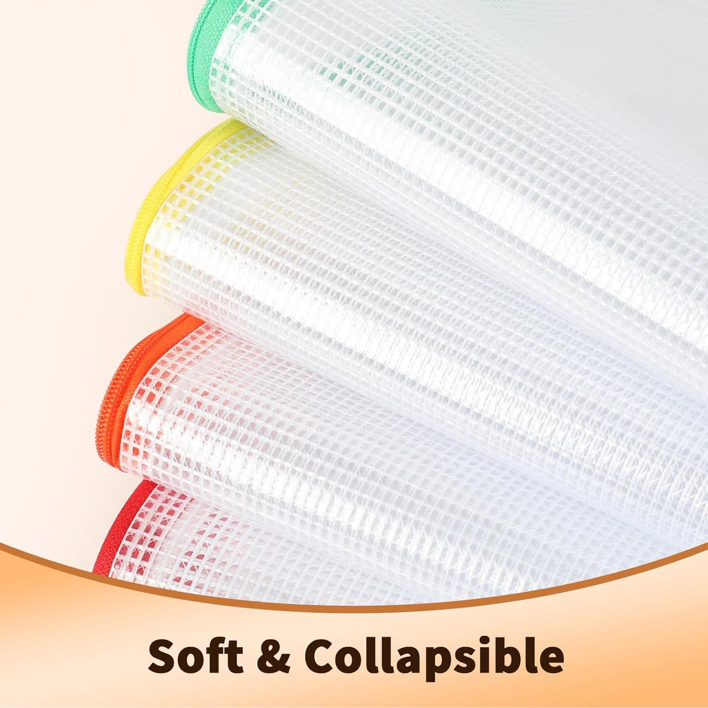 Umriox Zipper Mesh Document Pouch, 16.9x12.4 in (6 Colors, 18 Packs), Clear Zipper Pouches, Waterproof Zipper Pouches for Craft Projects Office Supplies Cosmetics Travel Storage