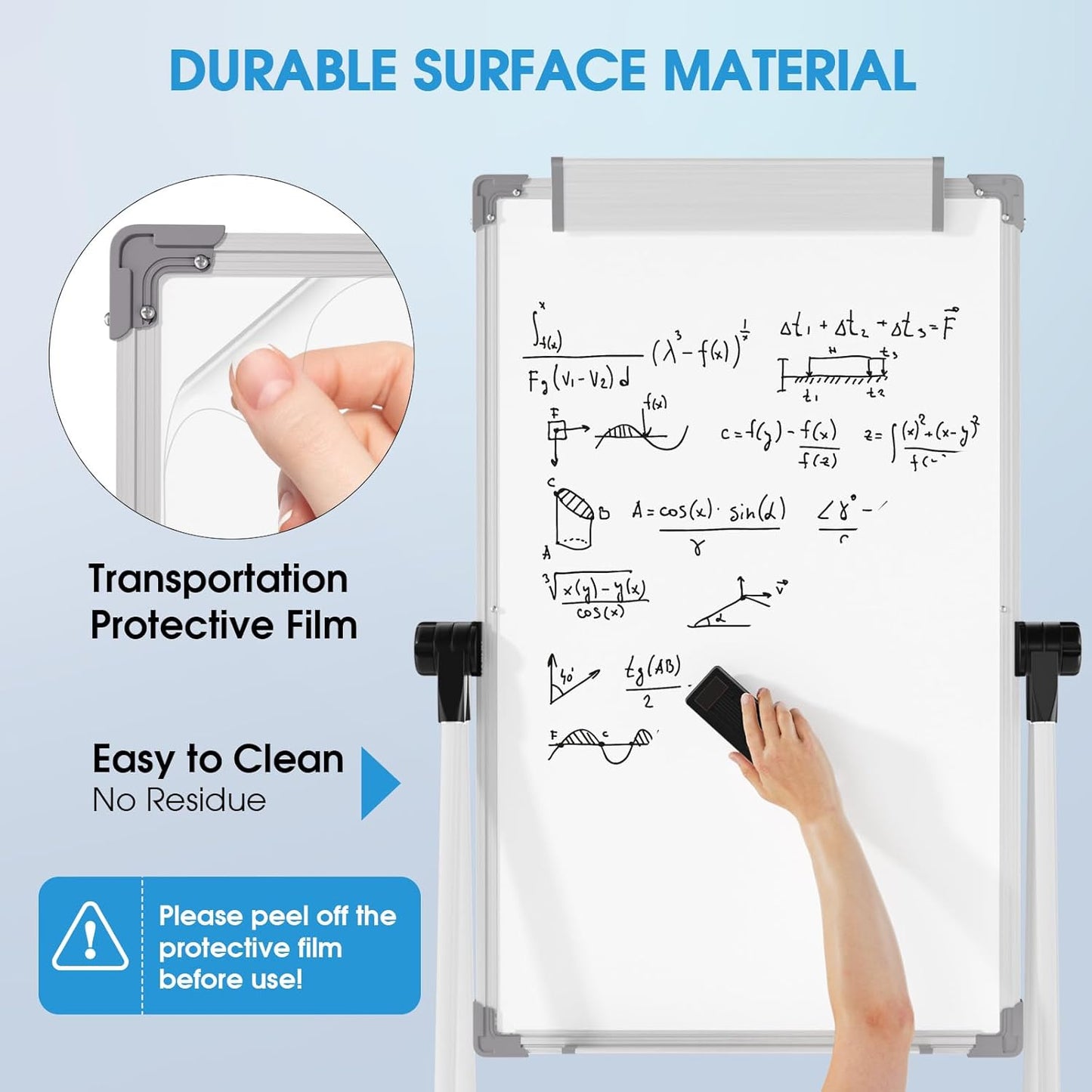 MaxGear Large Monthly White Board Stand with Calendar, 36" x 24" Double Sided Dry Erase Board Easel for School Classroom, Home Office Stand Flip Chart Height Adjustable