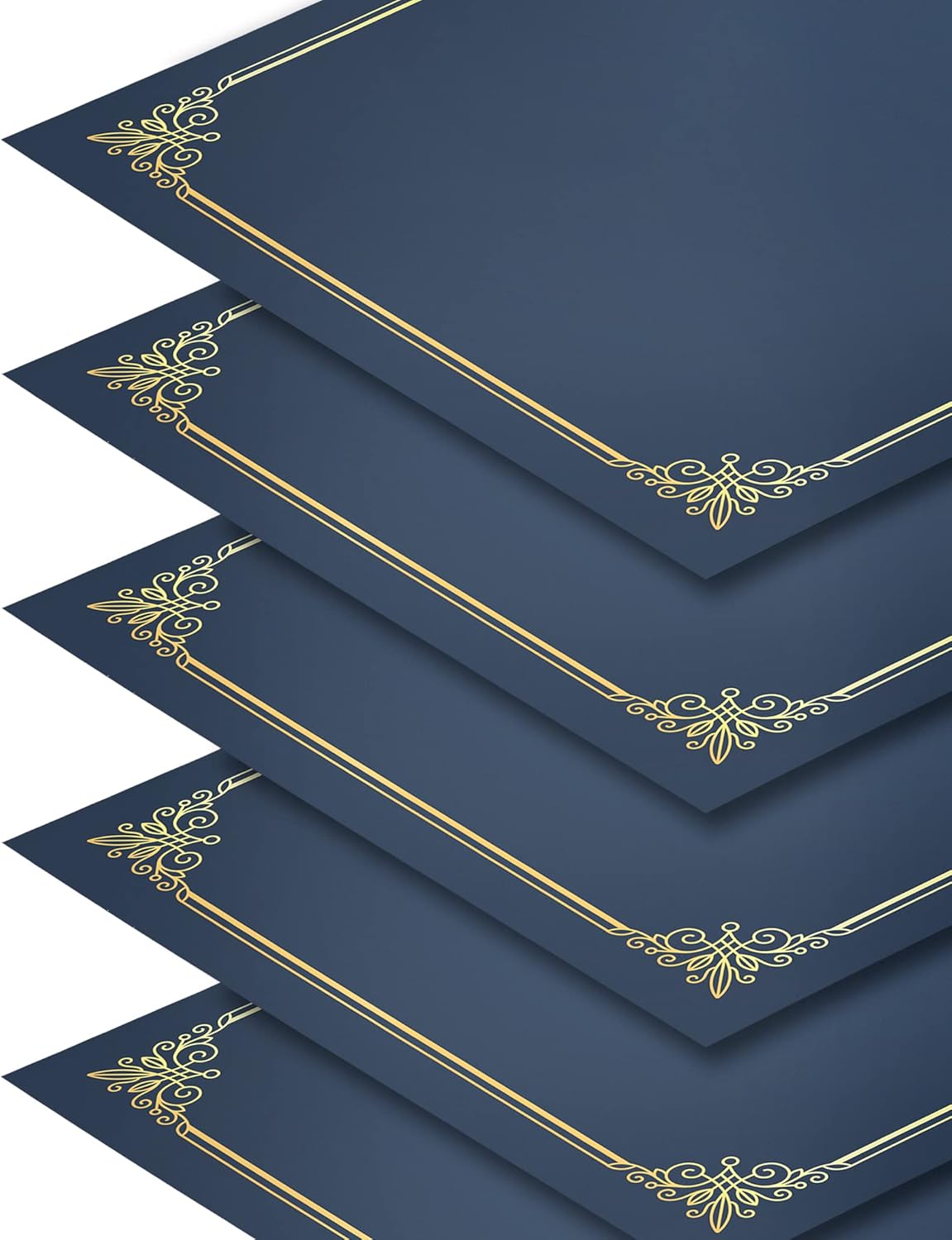 GNL Certificate Holders - 50 Packs Navy Blue Diploma Holders, Certificate Covers with Gold Foil Border, for Letter Size 8.5 x 11 Certificate Paper, Award, Graduation, Documents